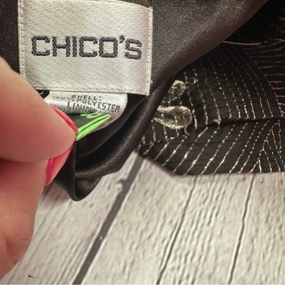 chico's Elegant Embroidered floral Women's blazer Jacket sz 2 (Large 12) - Picture 9 of 11